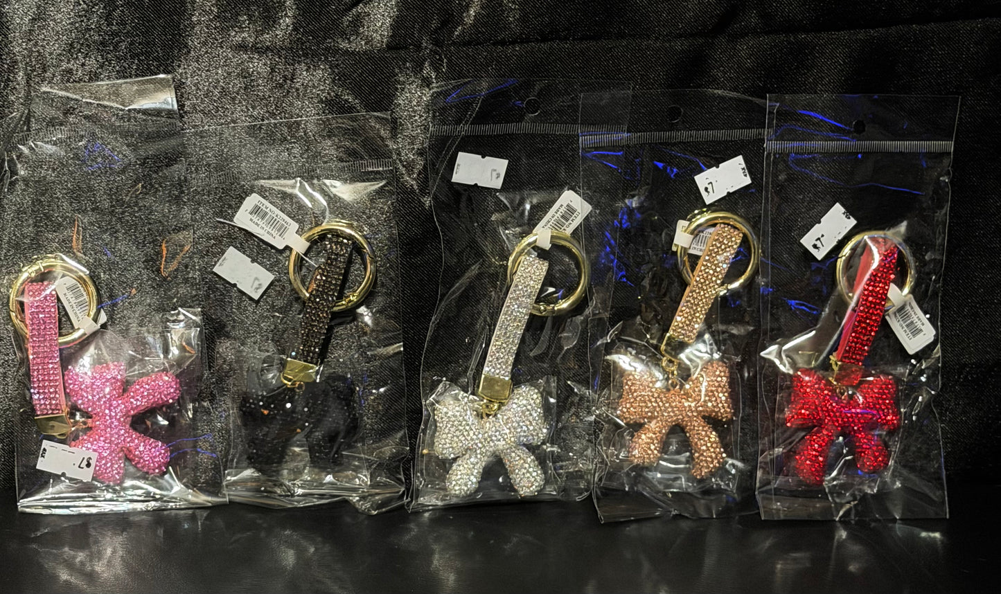 Rhinestone Bow Keychains